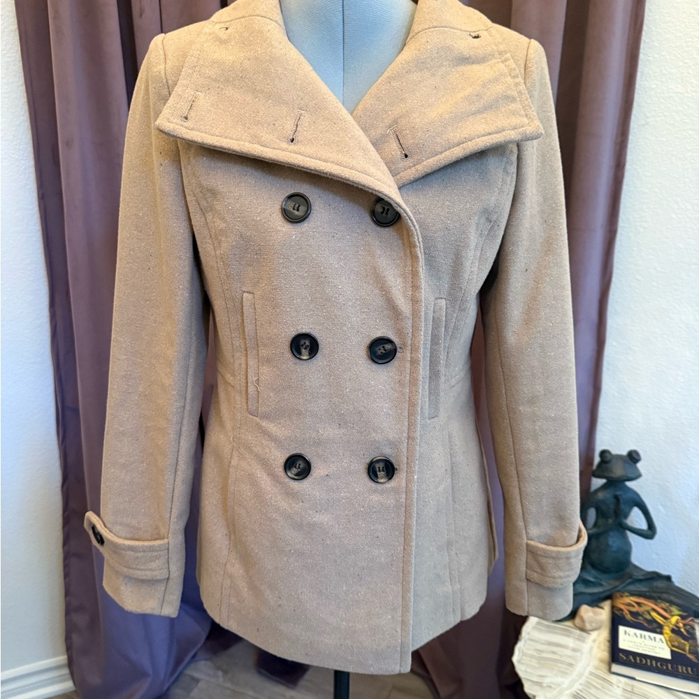 Women's Double-Breasted Peacoat - Beige
